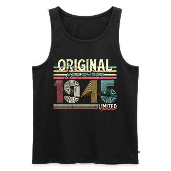 80 Jahre, Retro September Jahrgang 1945  - Männer Premium Bio Tank Top - Schwarz - Vorne - Michal (187cm)