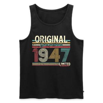 Retro September 1947 Print Design - Männer Premium Bio Tank Top - Schwarz - Vorne - Michal (187cm)