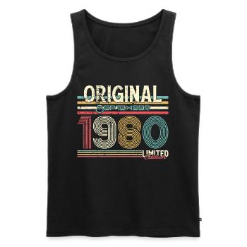 Retro September 1980 Limited Edition - Männer Premium Bio Tank Top - Schwarz - Vorne - Michal (187cm)