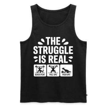 The struggle is Real Funny T-Rex Gym Workout - Men's Premium Organic Tank Top - black - Front - Michal (187cm)