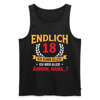 Enfin, 18 ans, design de dicton d'anniversaire - Débardeur bio Premium Homme - noir - Devant - Michal (187cm)