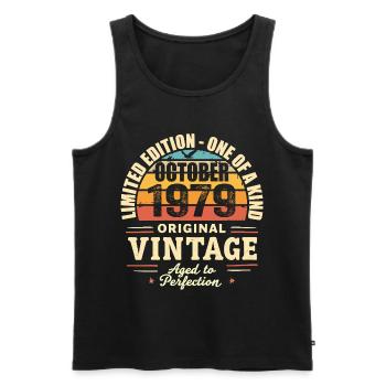 Retro October 1979 - birthday october 1979 - Men's Premium Organic Tank Top - black - Front - Michal (187cm)