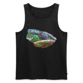 Colorful Chameleon Illustration - Men's Premium Organic Tank Top - black - Front - Michal (187cm)