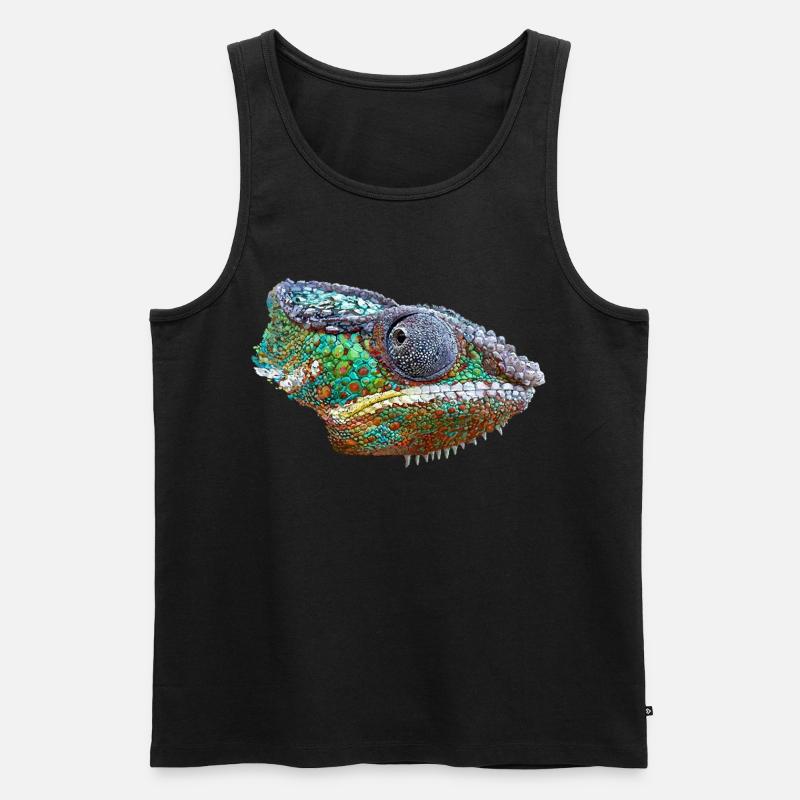 Bunte Chamäleon Illustration - Männer Premium Bio Tank Top - Schwarz
