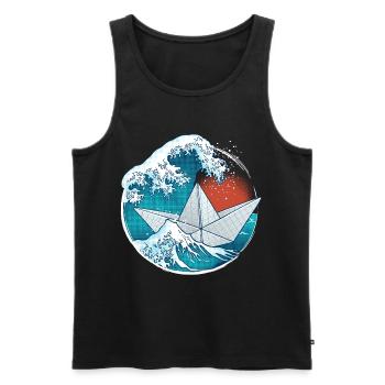 Papierboot im Origami-Stil - Männer Premium Bio Tank Top - Schwarz - Vorne - AI Model Male 178 light (178cm)