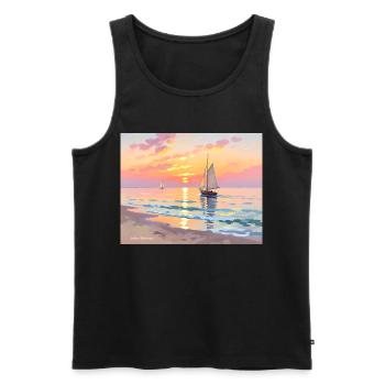 Nautischer Sonnenuntergang am Strand - Männer Premium Bio Tank Top - Schwarz - Vorne - AI Model Male 178 light (178cm)