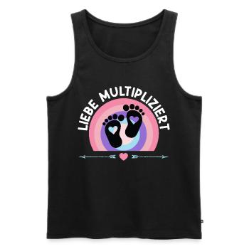 Expectant mother LOVE MULTIPLIES Funny - Men's Premium Organic Tank Top - black - Front - Michal (187cm)