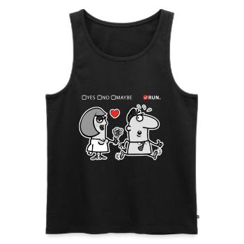 Liebe oder Flucht – Unkonventioneller Humor (Dark Version) - Männer Premium Bio Tank Top - Schwarz - Vorne - AI Model Male 178 light (178cm)