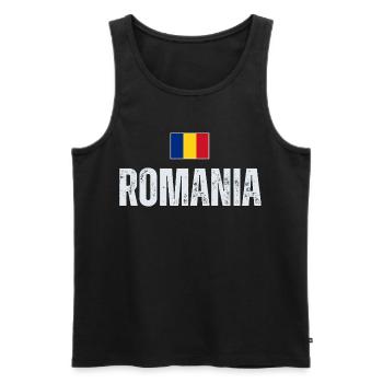 J'aime la Roumanie, la fierté roumaine - Débardeur bio Premium Homme - noir - Devant - AI Model Male 178 light (178cm)