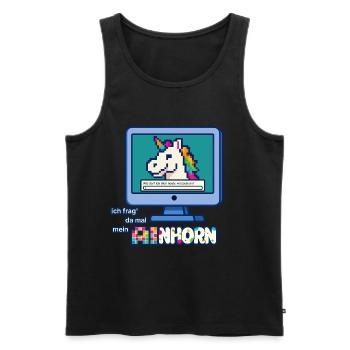 AInhorn aka Einhorn, KI und Pixel Art Humor - Männer Premium Bio Tank Top - Schwarz - Vorne - AI Model Male 178 light (178cm)