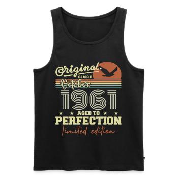 1961 October 1961 Birthday October 1961 - Men's Premium Organic Tank Top - black - Front - Michal (187cm)