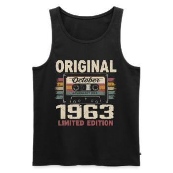 Born in October 1963 | Vintage Gift October 1963 - Men's Premium Organic Tank Top - black - Front - Michal (187cm)