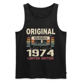 Born in October 1974 | Vintage Gift October 1974 - Men's Premium Organic Tank Top - black - Front - AI Model Male 178 light (178cm)