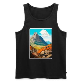 Dolomiten Italien Berglandschaft Illustration - Männer Premium Bio Tank Top - Schwarz - Vorne - Michal (187cm)