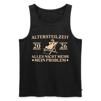 Partial retirement 2026 - goose in a deck chair - Men's Premium Organic Tank Top - black - Front - AI Model Male 178 light (178cm)