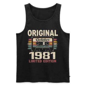 Born in October 1981 | Vintage Gift October 1981 - Men's Premium Organic Tank Top - black - Front - AI Model Male 178 light (178cm)