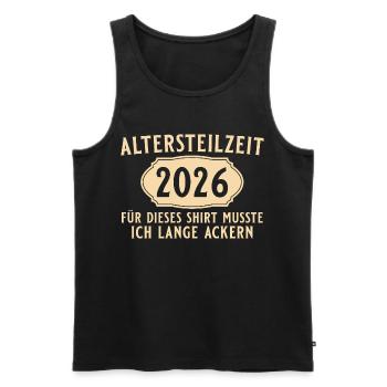 Partial retirement 2026 - Lange Ackern - early retirement - Men's Premium Organic Tank Top - black - Front - AI Model Male 178 light (178cm)