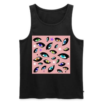 colorful eyes - Men's Premium Organic Tank Top - black - Front - AI Model Male 178 light (178cm)