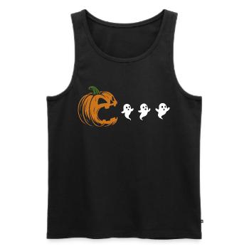 Fantôme, Costume de fête d’Halloween - Jeu de citrouille - Débardeur bio Premium Homme - noir - Devant - Michal (187cm)