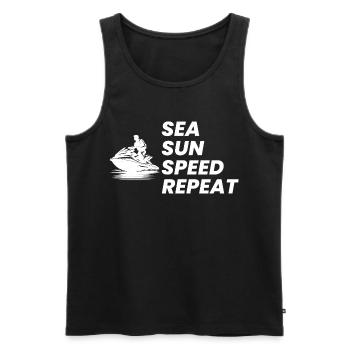 Funny Jet Ski Summer Speed Repeat  - Men's Premium Organic Tank Top - black - Front - Michal (187cm)