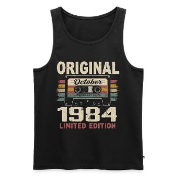 Born in October 1984 | Vintage Gift October 1984 - Men's Premium Organic Tank Top - black - Front - Michal (187cm)