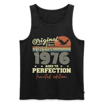 1976 October 1976 Birthday October 1976 - Men's Premium Organic Tank Top - black - Front - AI Model Male 178 light (178cm)