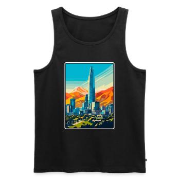 Santiago Chile Vintage-Reiseplakat Cityscape WPA - Männer Premium Bio Tank Top - Schwarz - Vorne - AI Model Male 178 light (178cm)