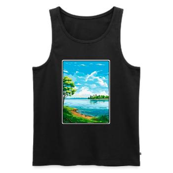Lake Erie USA Canada Travel Poster Cityscape WPA - Men's Premium Organic Tank Top - black - Front - Michal (187cm)