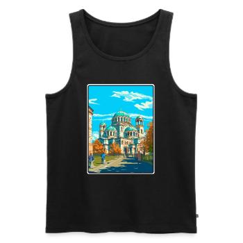 Sofia Bulgarien Vintage-Reiseplakat Cityscape WPA - Männer Premium Bio Tank Top - Schwarz - Vorne - AI Model Male 178 light (178cm)