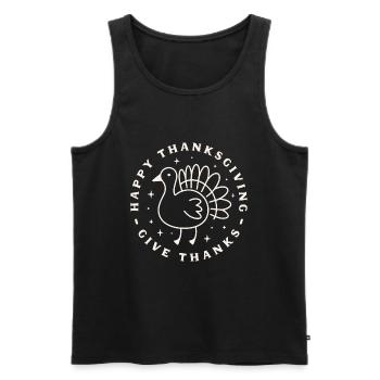 Frohes Erntedankfest Danke geben Grüße Truthahn - Männer Premium Bio Tank Top - Schwarz - Vorne - AI Model Male 178 light (178cm)