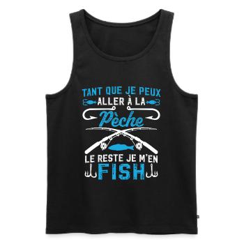 aller a la pèche le reste je m'en fish   - Débardeur bio Premium Homme - noir - Devant - AI Model Male 178 light (178cm)