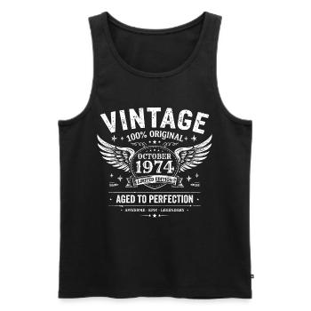 October 1974 | October 1974 Birthday Gift - Men's Premium Organic Tank Top - black - Front - Michal (187cm)