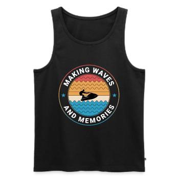 Retro Sonnenuntergang Wellenreiter - Männer Premium Bio Tank Top - Schwarz - Vorne - AI Model Male 178 light (178cm)