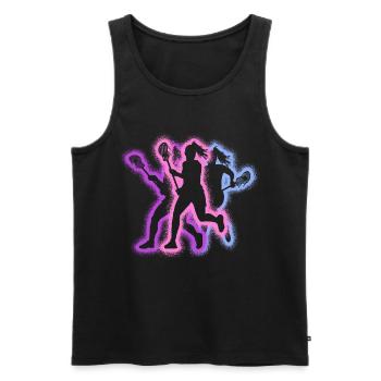 Lacrosse Player Typography Women's Lacrosse - Men's Premium Organic Tank Top - black - Front - AI Model Male 178 light (178cm)