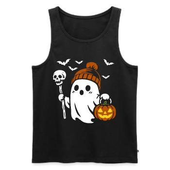 Ghost, Halloween Party Costume - Pumpkin - Men's Premium Organic Tank Top - black - Front - Michal (187cm)
