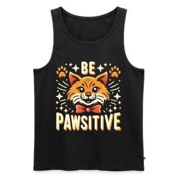 Be pawsitive cute cat - Men's Premium Organic Tank Top - black - Front - Michal (187cm)
