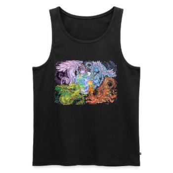 Fantasy Saisons Dragons Terre Mythologie - Débardeur bio Premium Homme - noir - Devant - Michal (187cm)