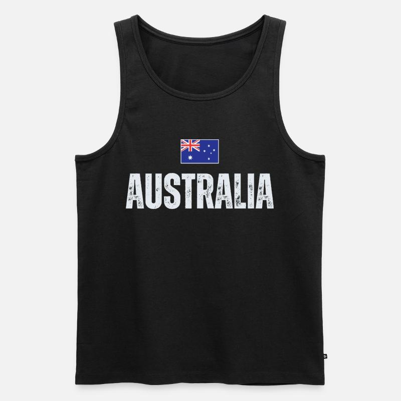 Flagge Australien, ich liebe Australien - Männer Premium Bio Tank Top - Schwarz