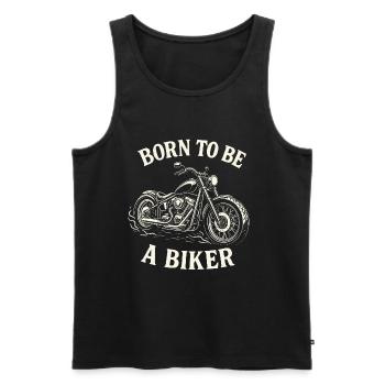 Né pour être une moto motarde - Débardeur bio Premium Homme - noir - Devant - AI Model Male 178 light (178cm)