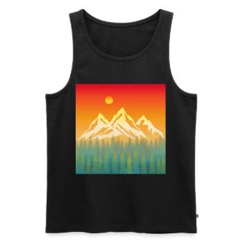 Montagne Nature Coucher de soleil - Débardeur bio Premium Homme - noir - Devant - Michal (187cm)