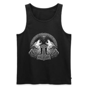 Wolf Thor Hammer Viking - Men's Premium Organic Tank Top - black - Front - AI Model Male 178 light (178cm)