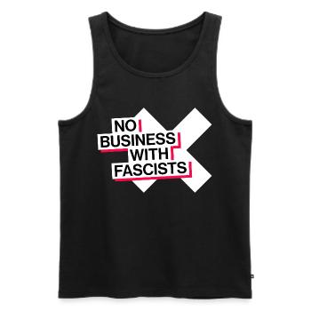 NO BUSINESS WITH FASCISTS - Men's Premium Organic Tank Top - black - Front - AI Model Male 178 light (178cm)
