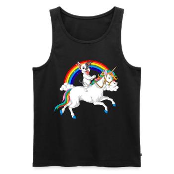 Bouledogue français équitation licorne - Débardeur bio Premium Homme - noir - Devant - Michal (187cm)