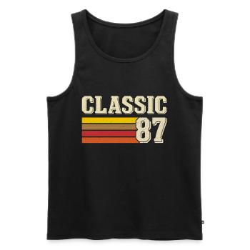 Rétro Classique 87 – Né en 1987, anniversaire vintage - Débardeur bio Premium Homme - noir - Devant - AI Model Male 178 light (178cm)