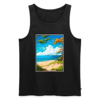 Lake Michigan USA Vintage-Reiseplakat Stadtlandschaft - Männer Premium Bio Tank Top - Schwarz - Vorne - Michal (187cm)