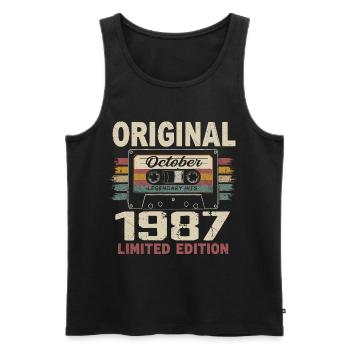 Born in October 1987 | Vintage Gift October 1987 - Men's Premium Organic Tank Top - black - Front - AI Model Male 178 light (178cm)