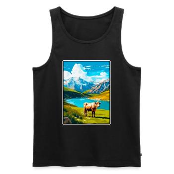 Affiche de voyage Picos de Europa Espagne Paysage urbain WPA - Débardeur bio Premium Homme - noir - Devant - Michal (187cm)