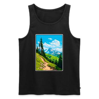 Piz Badile Schweiz Reiseplakat Cityscape WPA - Männer Premium Bio Tank Top - Schwarz - Vorne - AI Model Male 178 light (178cm)