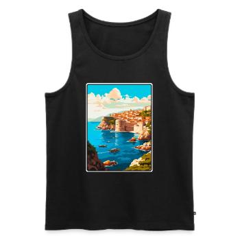 Dubrovnik Kroatien Vintage-Reiseplakat Stadtbild - Männer Premium Bio Tank Top - Schwarz - Vorne - AI Model Male 178 light (178cm)