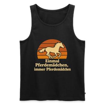 Lustiges Pferdemädchen mit Vintage-Glück - Männer Premium Bio Tank Top - Schwarz - Vorne - AI Model Male 178 light (178cm)